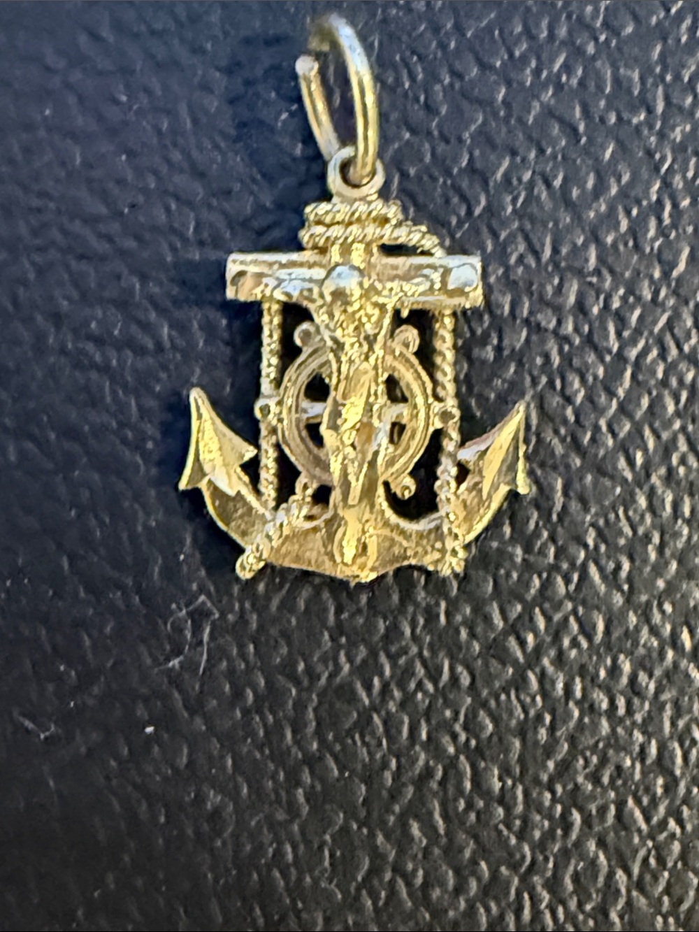 14 K Gold Mariner’s Crucifix Anchor Nautical Pendant Charm
